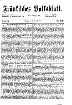 Fränkisches Volksblatt Montag 12. August 1872