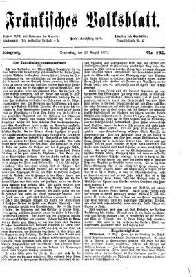 Fränkisches Volksblatt Donnerstag 22. August 1872