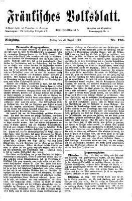 Fränkisches Volksblatt Freitag 23. August 1872