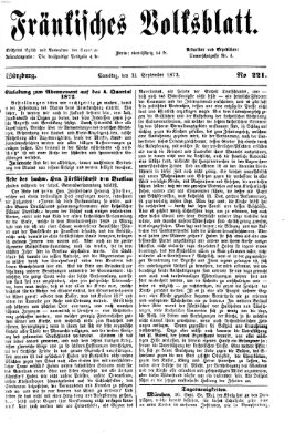 Fränkisches Volksblatt Samstag 21. September 1872