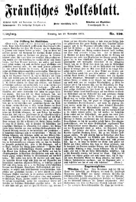 Fränkisches Volksblatt Dienstag 19. November 1872