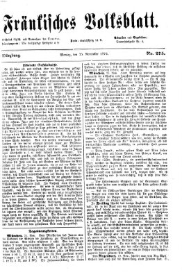 Fränkisches Volksblatt Montag 25. November 1872