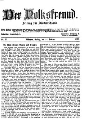 Der Volksfreund Freitag 14. Februar 1873