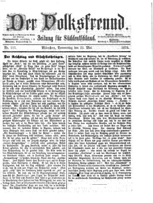 Der Volksfreund Donnerstag 22. Mai 1873