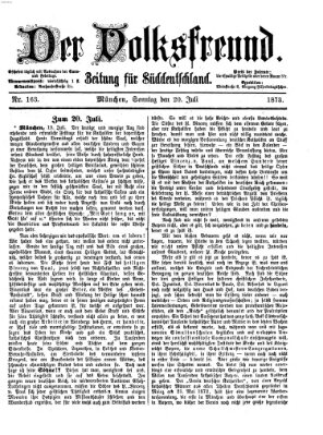 Der Volksfreund Sonntag 20. Juli 1873