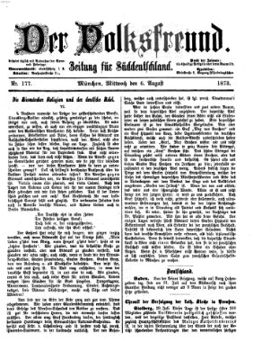 Der Volksfreund Mittwoch 6. August 1873