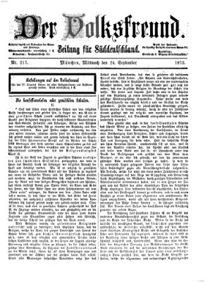 Der Volksfreund Mittwoch 24. September 1873