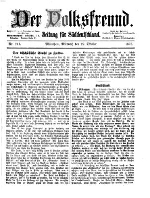 Der Volksfreund Mittwoch 22. Oktober 1873