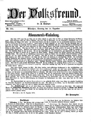 Der Volksfreund Sonntag 14. Dezember 1873