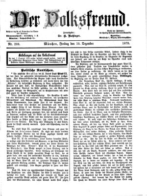 Der Volksfreund Freitag 19. Dezember 1873