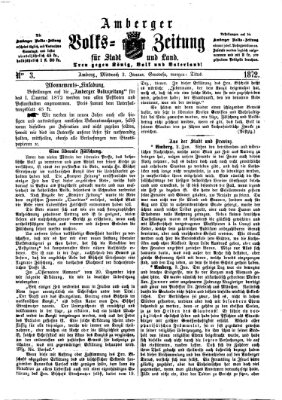 Amberger Volks-Zeitung für Stadt und Land Mittwoch 3. Januar 1872