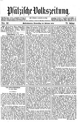 Pfälzische Volkszeitung Donnerstag 29. Februar 1872
