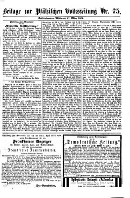 Pfälzische Volkszeitung Mittwoch 27. März 1872