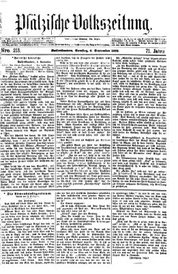 Pfälzische Volkszeitung Samstag 6. September 1873
