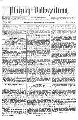 Pfälzische Volkszeitung Donnerstag 18. September 1873