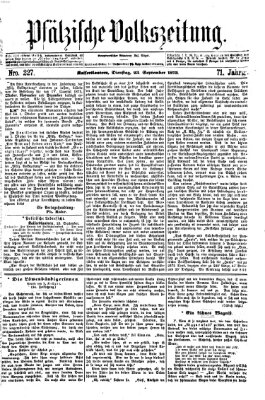 Pfälzische Volkszeitung Dienstag 23. September 1873