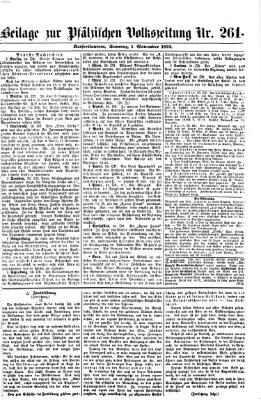 Pfälzische Volkszeitung Samstag 1. November 1873