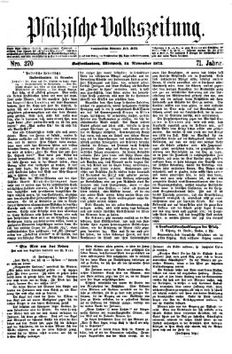 Pfälzische Volkszeitung Mittwoch 12. November 1873