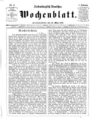 Siebenbürgisch-deutsches Wochenblatt Mittwoch 13. März 1872