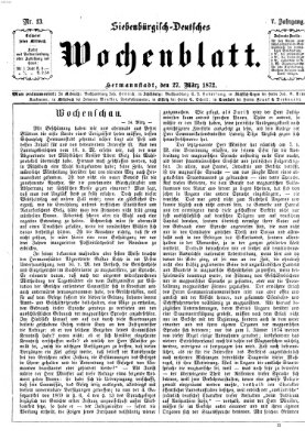Siebenbürgisch-deutsches Wochenblatt Mittwoch 27. März 1872