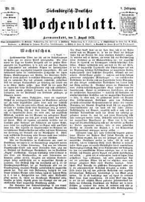 Siebenbürgisch-deutsches Wochenblatt Mittwoch 7. August 1872