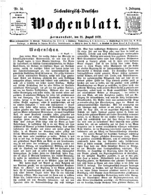 Siebenbürgisch-deutsches Wochenblatt Mittwoch 21. August 1872