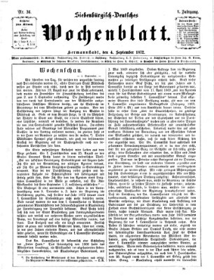 Siebenbürgisch-deutsches Wochenblatt Mittwoch 4. September 1872