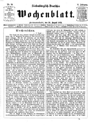 Siebenbürgisch-deutsches Wochenblatt Mittwoch 20. August 1873