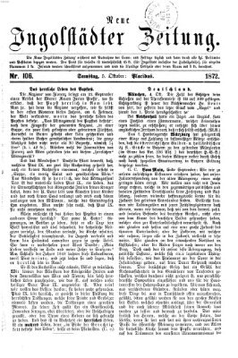 Neue Ingolstädter Zeitung Samstag 5. Oktober 1872