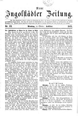 Neue Ingolstädter Zeitung Montag 14. Oktober 1872
