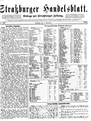 Straßburger Handelsblatt Samstag 1. November 1873
