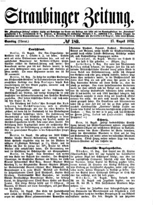 Straubinger Zeitung Samstag 17. August 1872