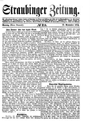 Straubinger Zeitung Sonntag 15. September 1872