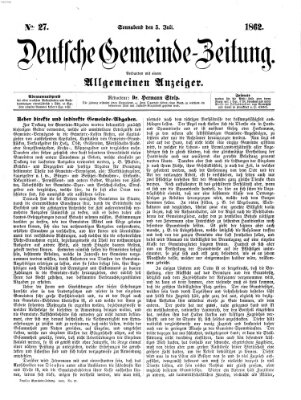 Deutsche Gemeinde-Zeitung Samstag 5. Juli 1862