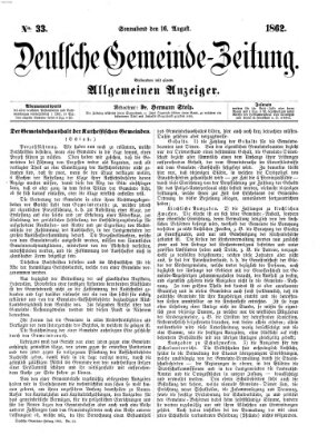 Deutsche Gemeinde-Zeitung Samstag 16. August 1862