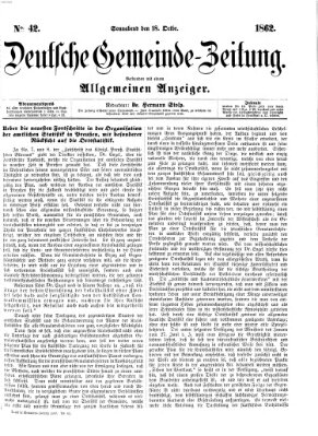Deutsche Gemeinde-Zeitung Samstag 18. Oktober 1862