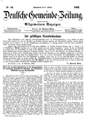 Deutsche Gemeinde-Zeitung Samstag 1. November 1862