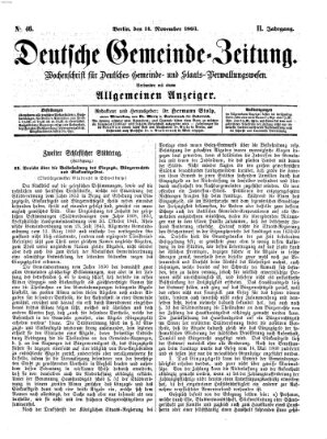 Deutsche Gemeinde-Zeitung Samstag 14. November 1863