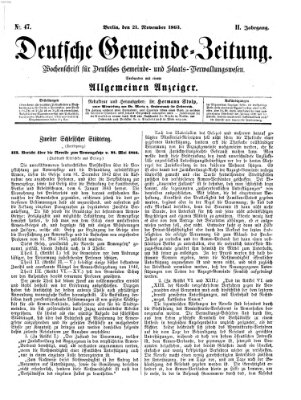 Deutsche Gemeinde-Zeitung Samstag 21. November 1863