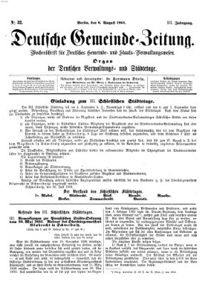 Deutsche Gemeinde-Zeitung Samstag 6. August 1864
