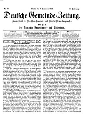 Deutsche Gemeinde-Zeitung Samstag 3. Dezember 1864