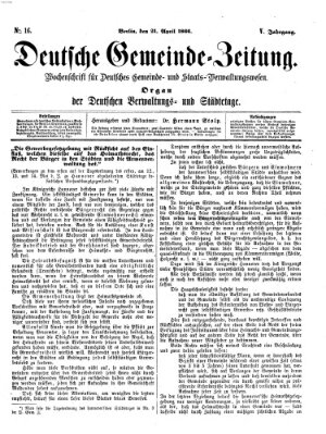 Deutsche Gemeinde-Zeitung Samstag 21. April 1866