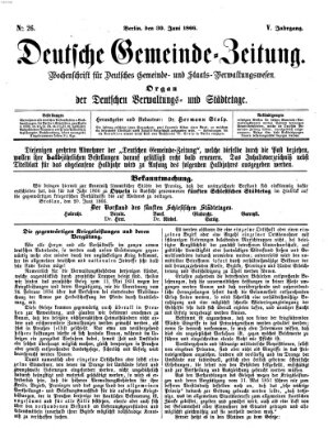Deutsche Gemeinde-Zeitung Samstag 30. Juni 1866