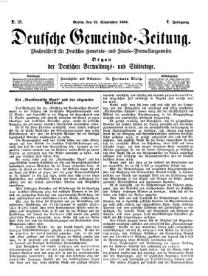 Deutsche Gemeinde-Zeitung Samstag 22. September 1866