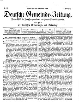 Deutsche Gemeinde-Zeitung Samstag 29. September 1866