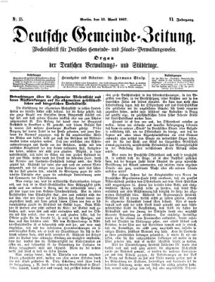 Deutsche Gemeinde-Zeitung Samstag 13. April 1867