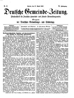 Deutsche Gemeinde-Zeitung Samstag 27. April 1867