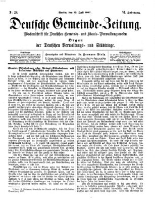 Deutsche Gemeinde-Zeitung Samstag 13. Juli 1867