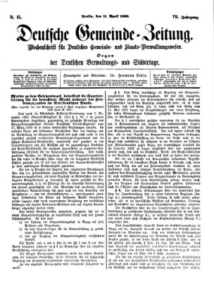 Deutsche Gemeinde-Zeitung Samstag 11. April 1868