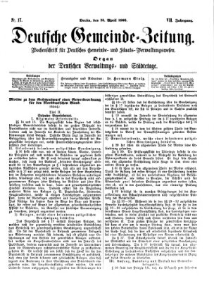 Deutsche Gemeinde-Zeitung Samstag 25. April 1868